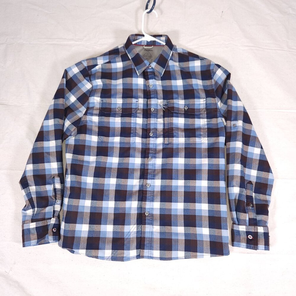 Flag & Anthem Madeflex Button Shirt Large Long Sleeve Roll Tab UPF Wicking